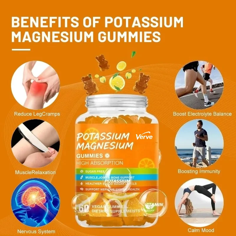 Potassium Magnesium Soft Candy - Magnesium Glycine B6, D3 and Potassium Citrate for Leg and Muscle Health
