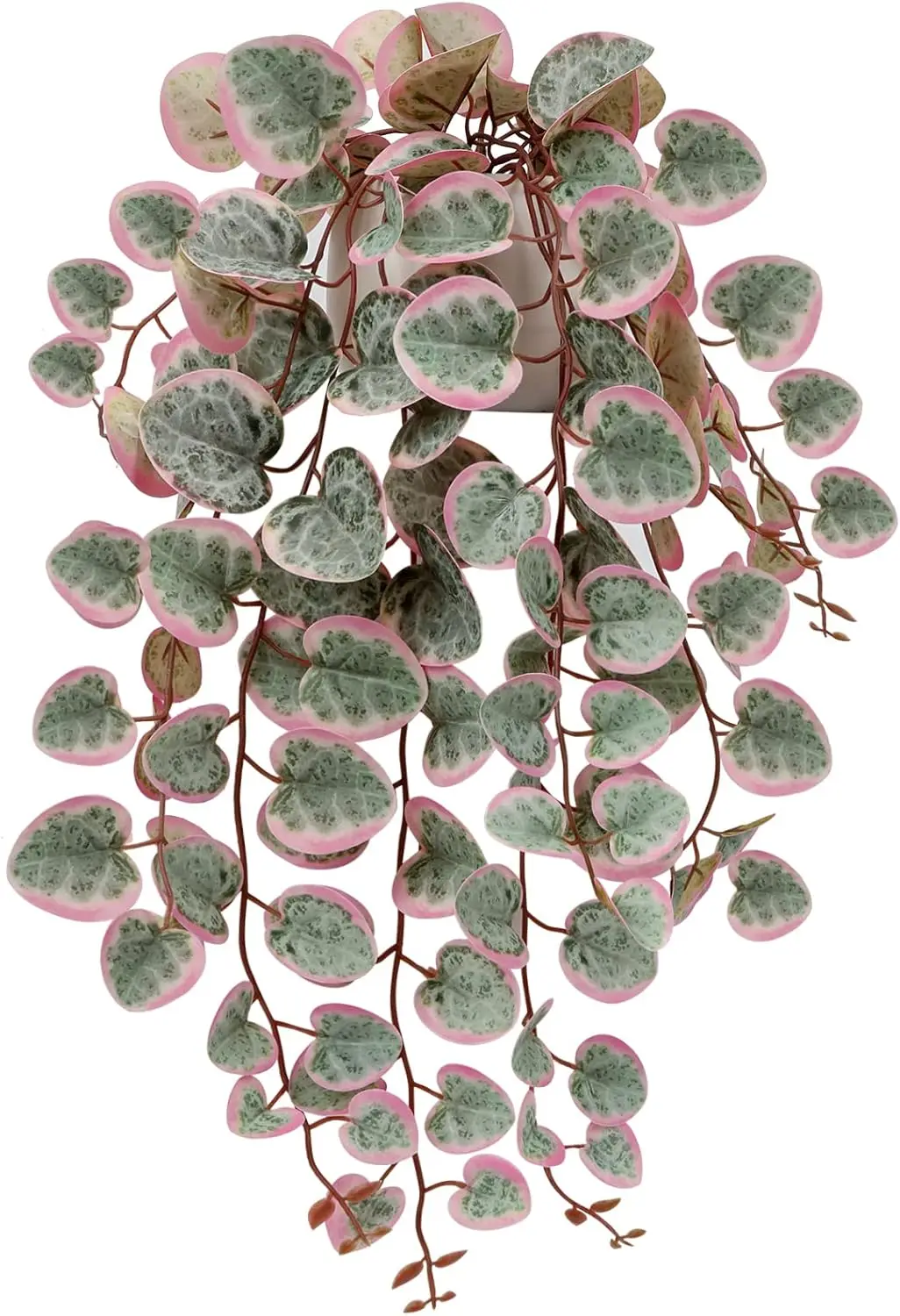 

16'' Fake String of Hearts Plant in Ceramic Pot, Pink Faux Draping Vine for Home, Bathroom, Office Decor
