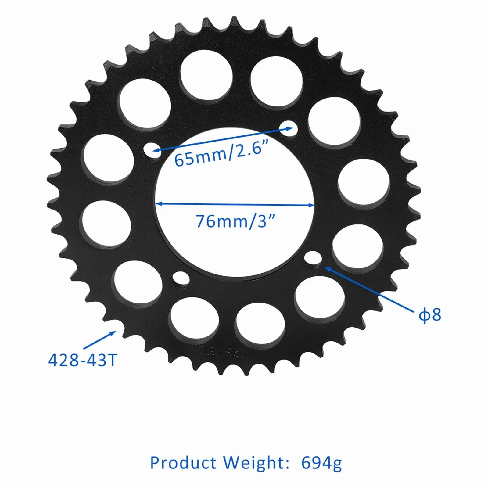 TDPRO 428 Chain +15T Front 43T Rear Sprocket For 70cc 110cc 125cc 150cc Dirt Pit Bike ATV Quad