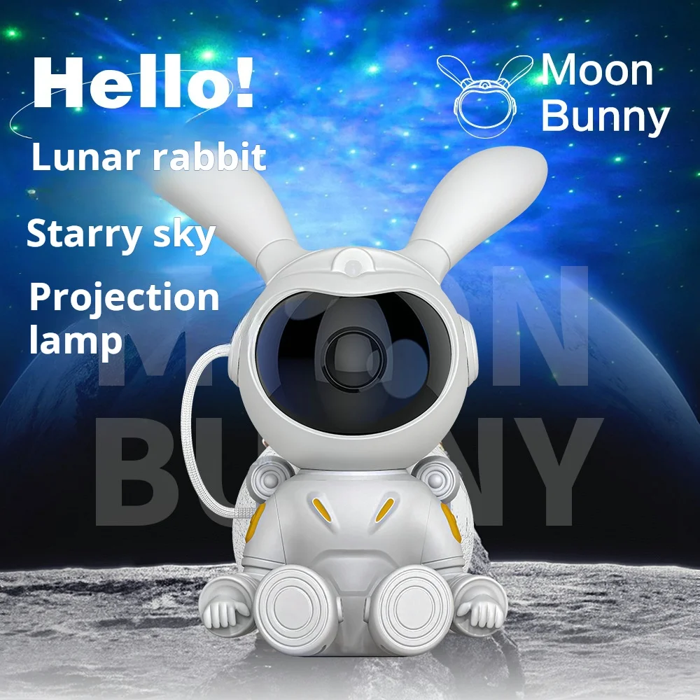 New small lighting remote control Moon rabbit starry sky projection lamp bedroom bedside small night lamp starry laser ambience