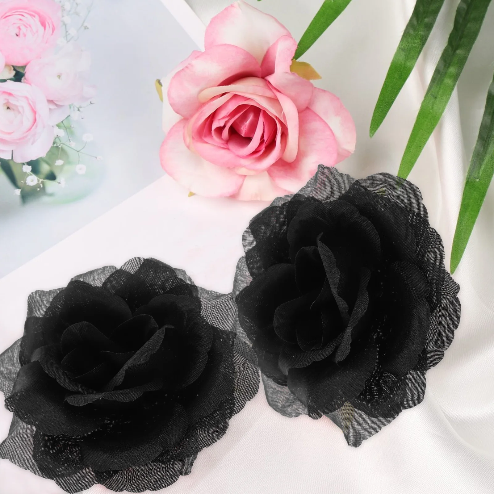 

20pcs Artificial Rose Heads Black DIY Craft Flowers Home Decor Wedding Party Faux Silk Blossoms Artifical