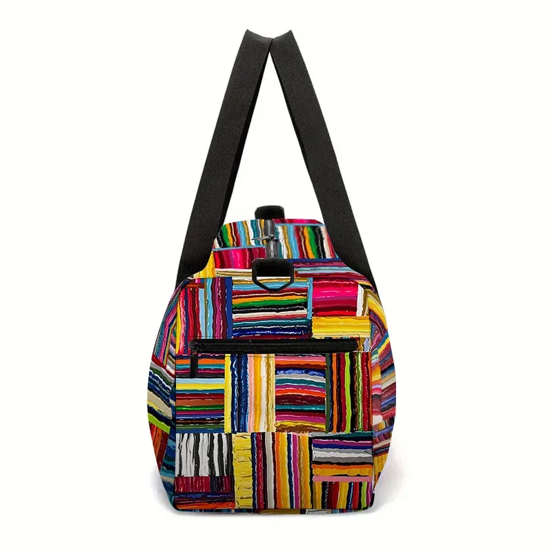 Bolsa de equipaje de gran capacidad con rejilla de rayas coloridas para niños y niñas, los mejores regalos, bolsa de mano de viaje con dibujos animados en 3D para niños