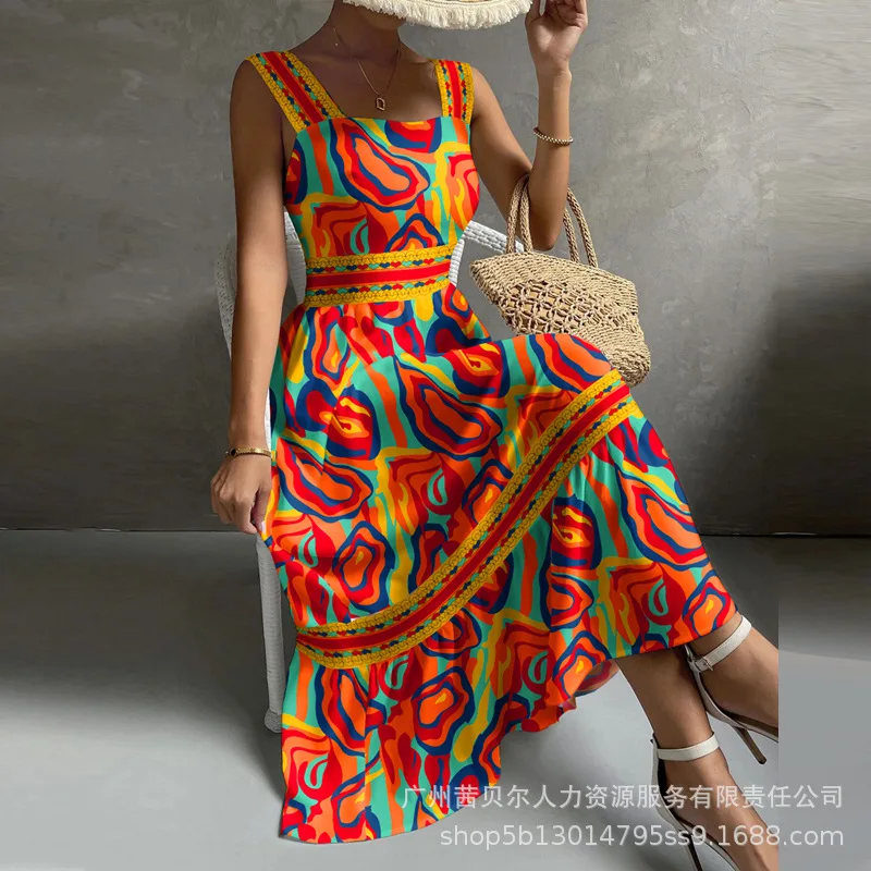 

Woman Dresses Spring/Summer 2023 New Slip Print Resort Dress for Women