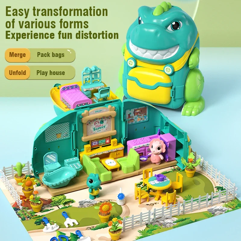 ตุ๊กตาบ้านจำลอง กระเป๋าเป้ เฟอร์นิเจอร์จิ๋ว ของเล่นเด็ก อุปกรณ์เสริม เก้าอี้ ของเล่นครัว บ้านของเล่นพร้อมไฟ ของขวัญเด็ก คริสต์มาส ปีใหม่