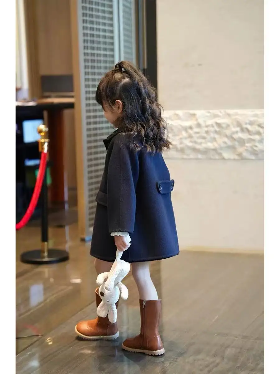 

2-6 Years Autumn and Winter Girls Coat 2026 New Korean Version Jacket Children's Woolen Warm Coat Kids Overcoat 90-130CM