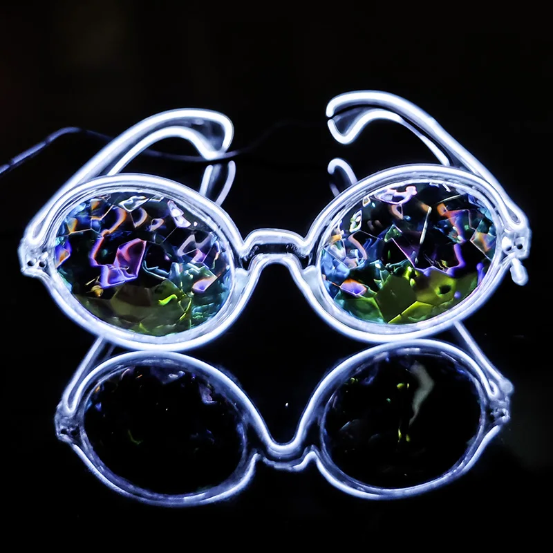 New Funny Round Eyeglasses Boys Girls Decorative Eyewear Nightclub Disco Night Glasses Flashing LED Glasses