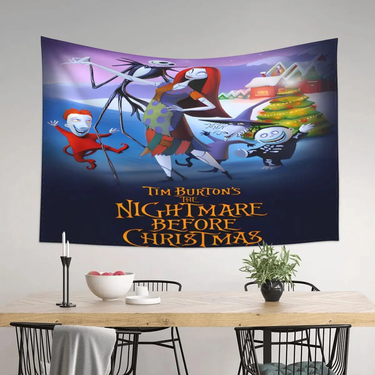 الكابوس قبل عيد الميلاد نسيج Kawaii خلفية القماش جدار الفن لتعليق التصميم الرجعية غرفة المعيشة ديكور غرفة نوم بطانية