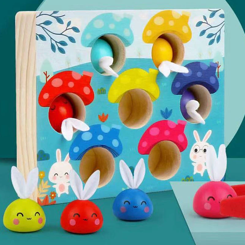 Mushroom  Color Matching Game Wooden Toys Children Early Education Learning Toys Funny Gifts For Kids