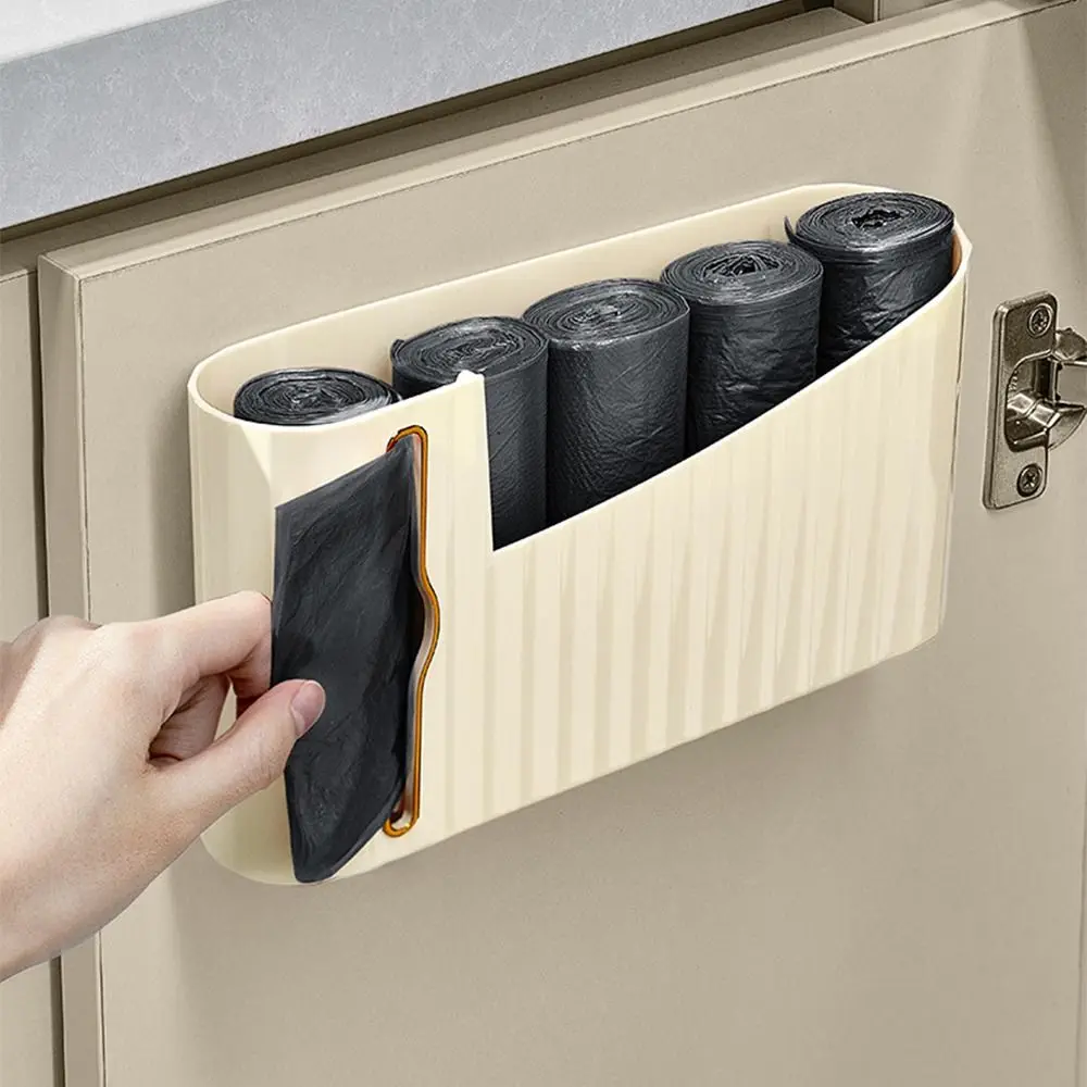 

Wall Mounted Trash Bag Holder Household Large Capacity Garbage Bag Dispenser Hanging Plastic Grocery Bag Storage Rack