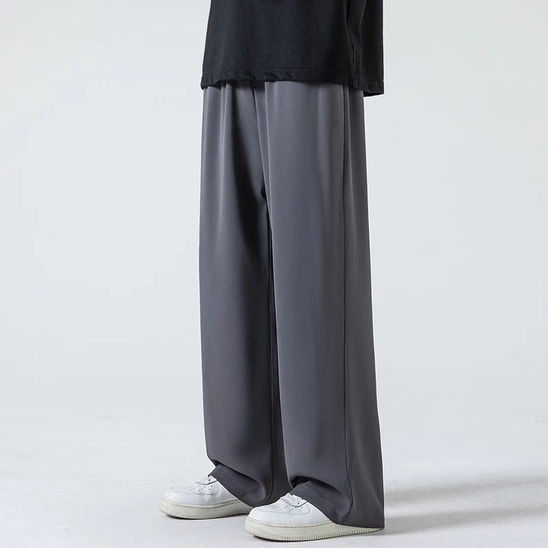 Huili Ice Silk Pants Men's Summer Thin 2024 New Western Pants Straight Leg Sports Pants Wide Leg workwear Casual Pants