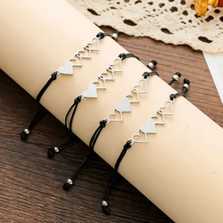 2/3/4 Pcs Best Friend Wax Bracelets Friendship Sister Hollow Matching Distance Heart Bracelet for Women Girl Teen Couple
