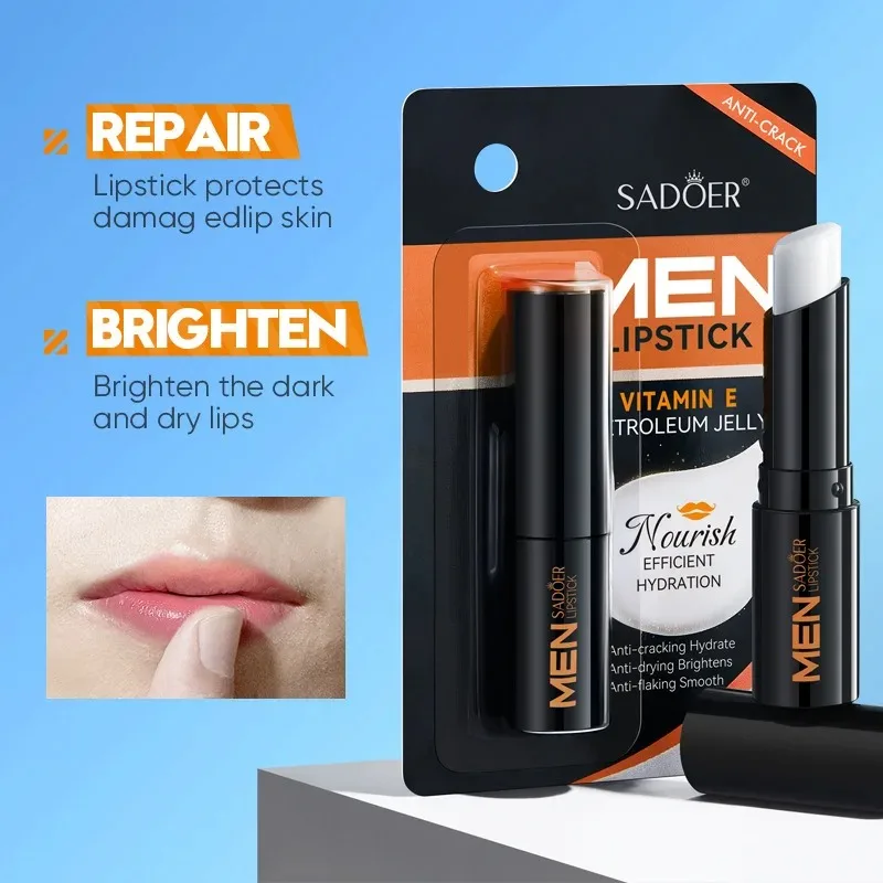 Sadoer Men's Lip Balm Moisturizing Anti-Cracking Repair Nourishing Hydrating Lipstickmen Lips Skin Care Products