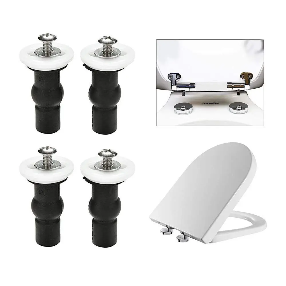 

Toilet Seat Top Fix Screws Fixings 2 Pairs Universal Expanding Rubber Screw Top Nuts Blind Hole Hinges Fittings 4pcs