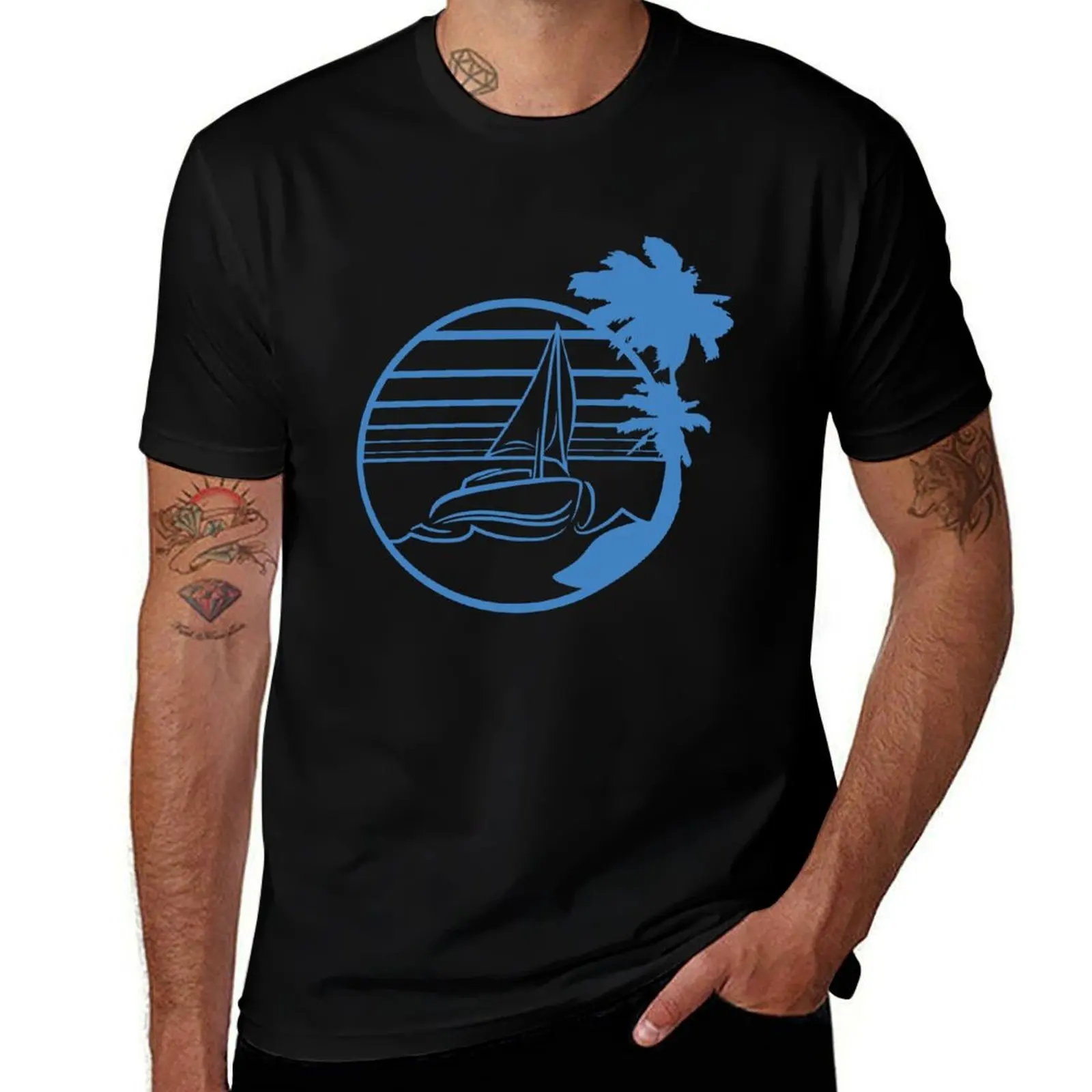 

Ship Sun Palm Trees South Sea Evening Cool Sunset T-Shirt customs design your own vintage clothes mens designer t shirt