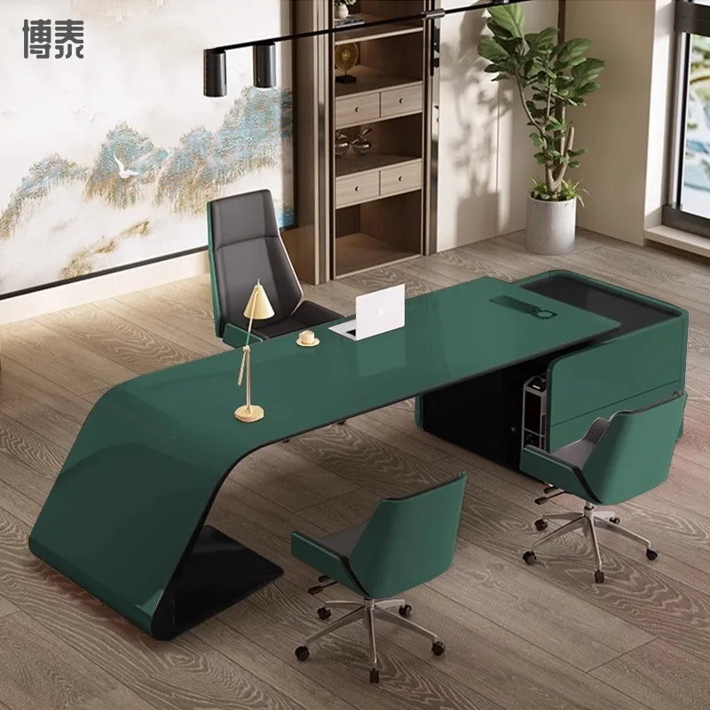 Customized baking paint boss desk with a sense of technology, simple and modern executive desk, light luxury fashion manager des