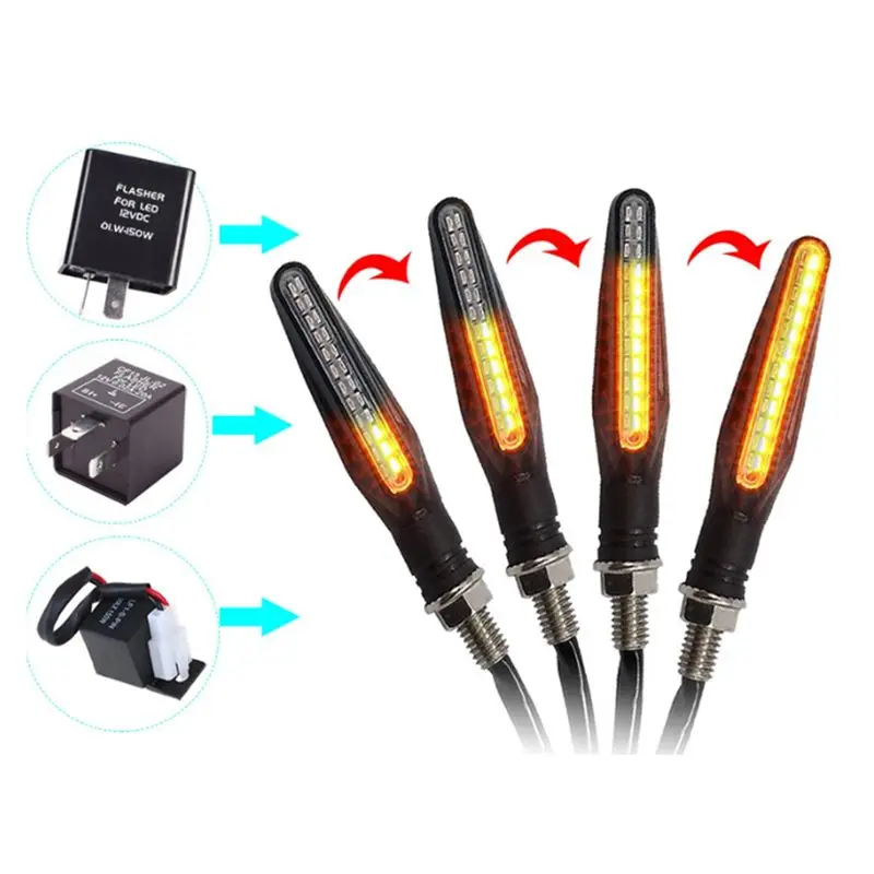 Efficientt-24LED Motorcycle Turn Signal Lights, Dynamic White Amber Indicators, Front And Rear Flasher, Blinker Light For Motorc