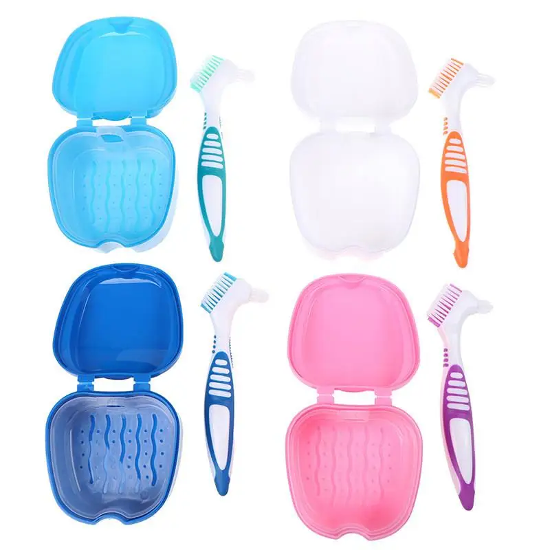 Boîte de bain pour prothèses dentaires, ensemble de brosses de nettoyage pour prothèses dentaires, brosse de détartrage, boîte de rangement pour fausses dents, bretelles buccales, retenue orthodontique