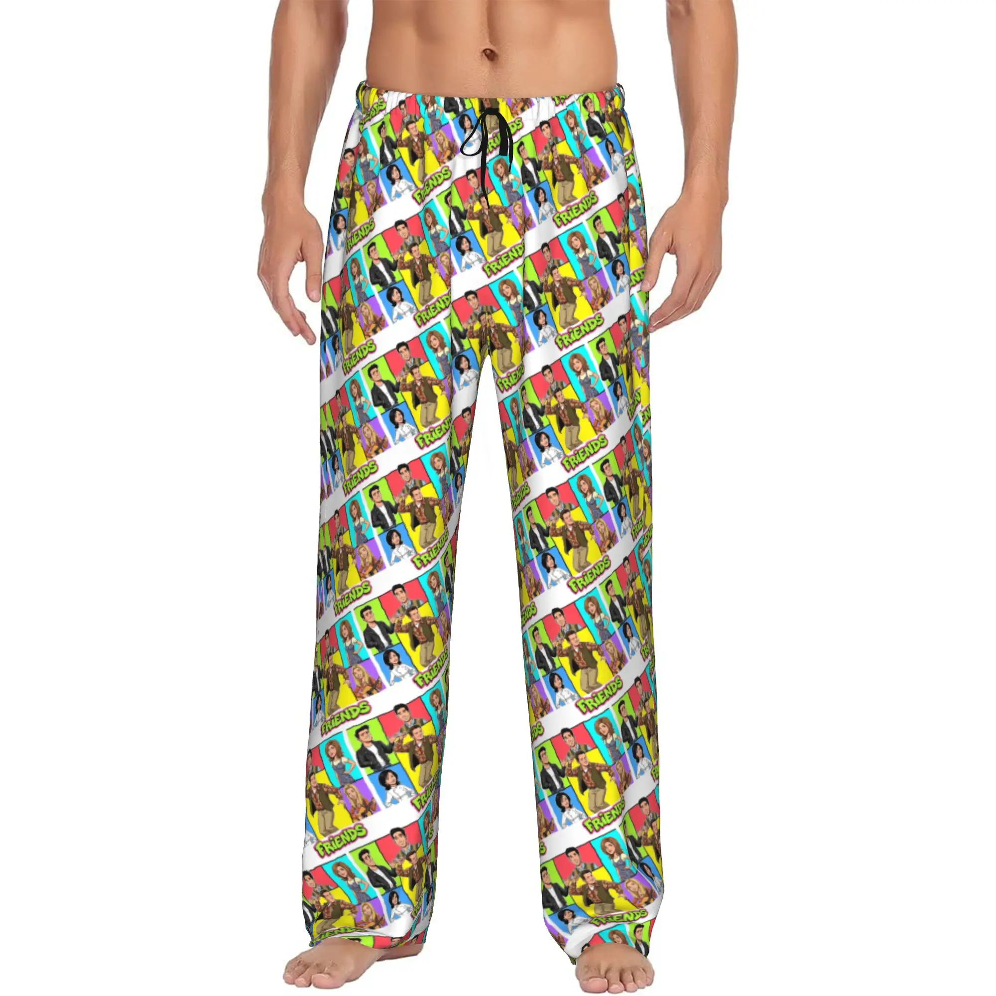 Custom Printed Men Funny TV Show Friends Pajama Pants  Sleepwear Sleep Lounge Bottoms with Pockets