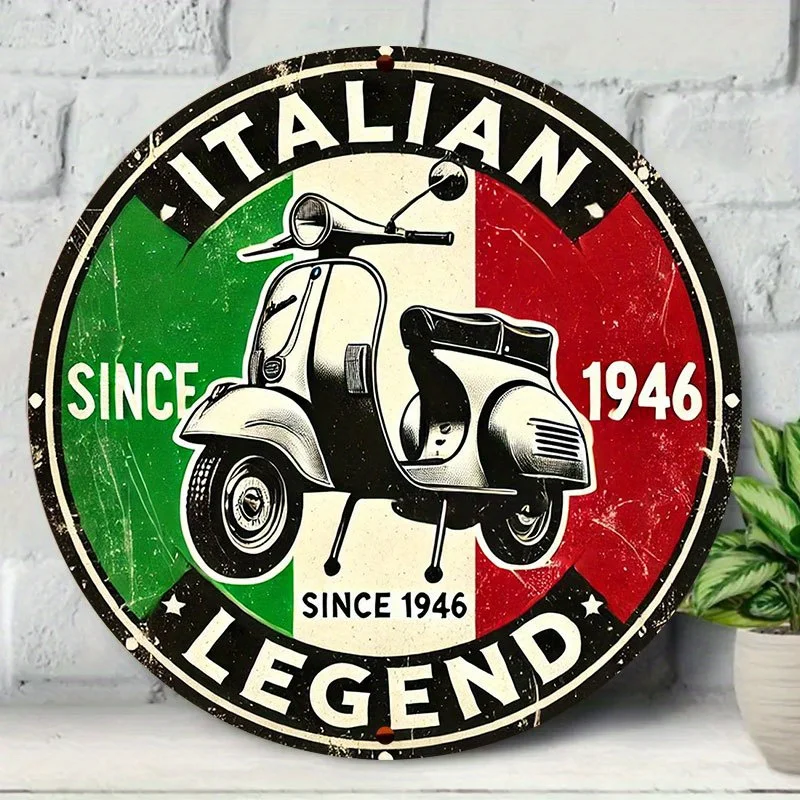 Vintage Italian Scooter Aluminum Sign - 7.8