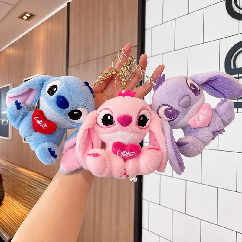 12cm Disney Stitch lalka brelok pluszowy plecak wisiorek Anime Lilo i Stitch zabawka dla dzieci miękki wygodny wypchany prezent urodzinowy