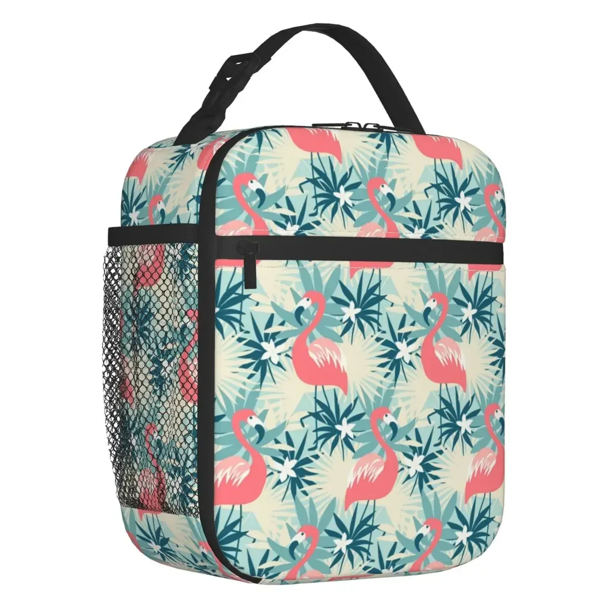 

Flamingo Tropical Plants Thermal Insulated Lunch Bags Women Resuable Lunch Tote for Outdoor Picnic Multifunction Food Box