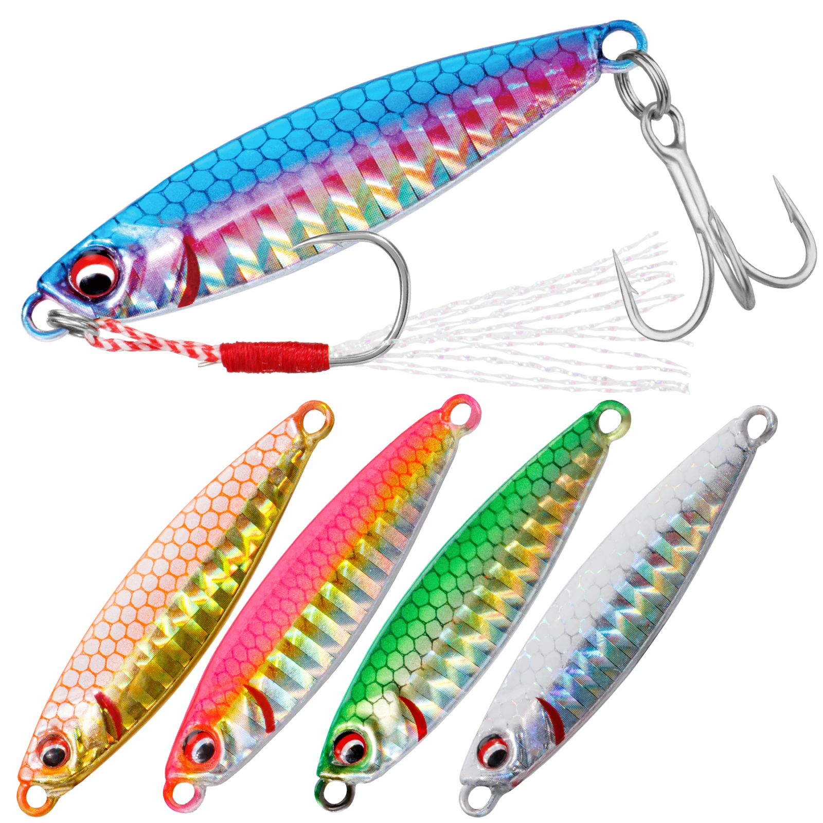 Señuelos Pencil Metálicos Giratorios con Triples para Lubina
