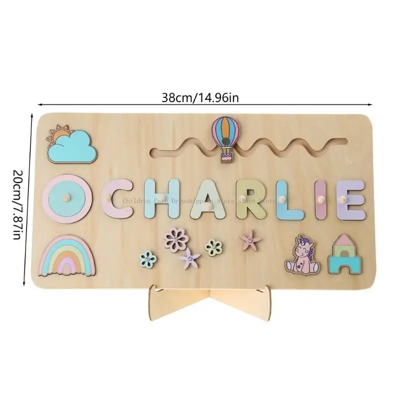 Wooden Name Puzzle for Baby Game Board 3-D Puzzle Educational Matching Developmental Toy