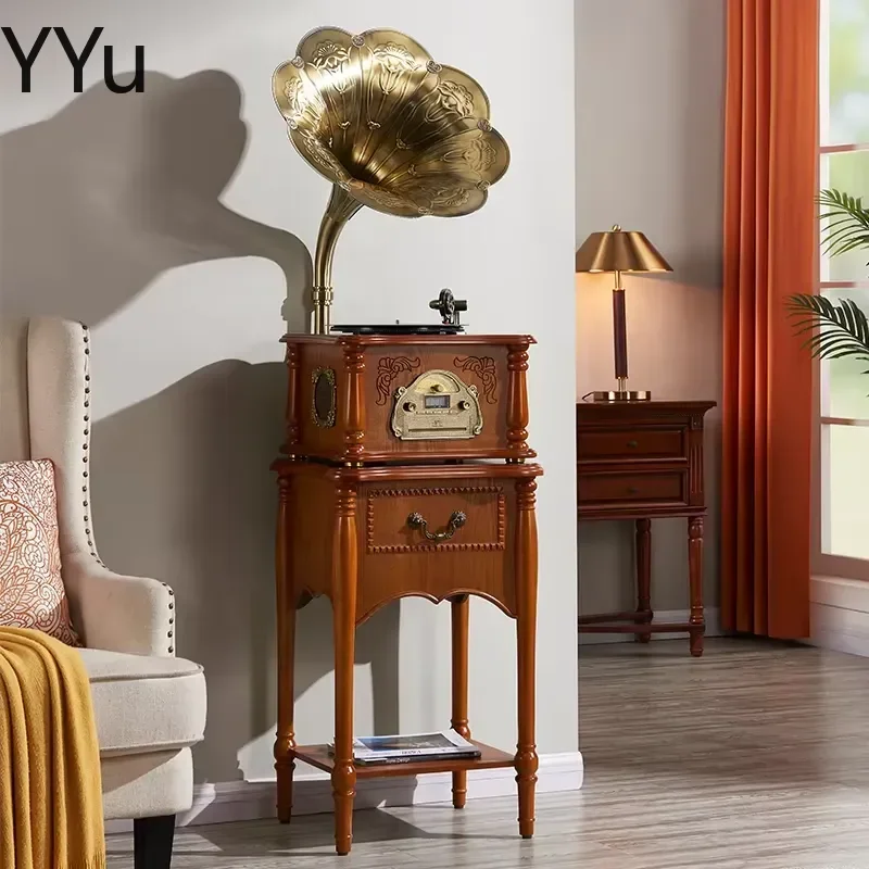 for Classic Wooden Gramophone Retro Vinyl Record Player Antique Phonograph Multi Turntable Audio Receiver Home Decor