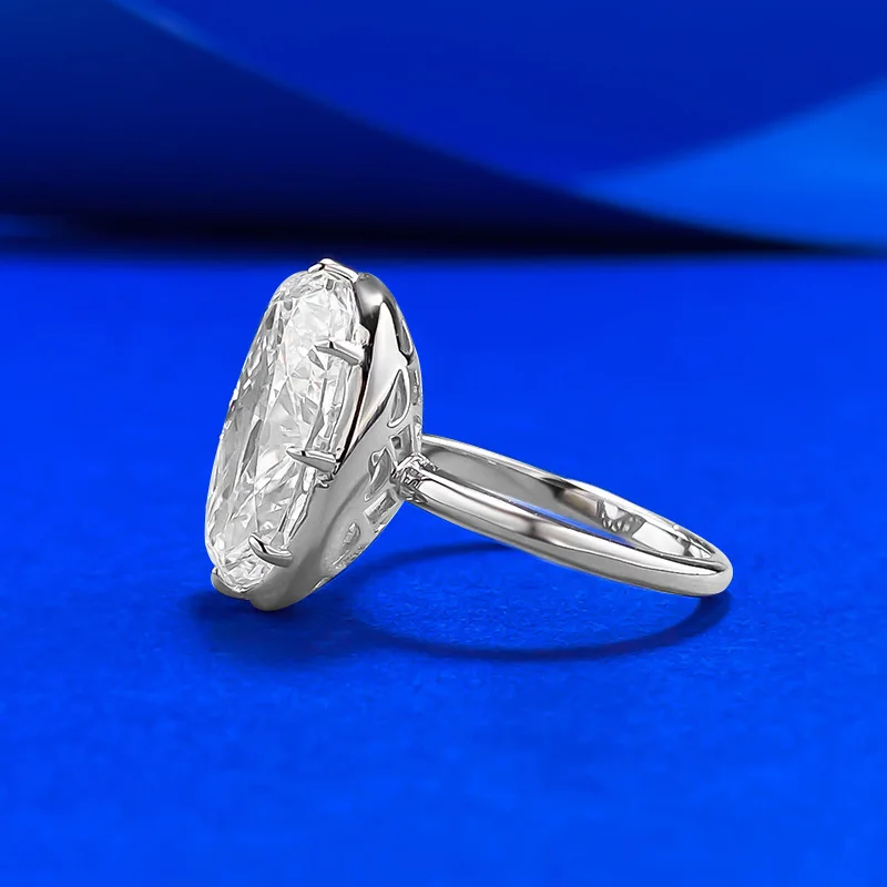 Wong Rain Luxury 925 Sterling Silver Oval Cut 10 * 15 MM Lab Sapphire High Carbon Diamonds Ring Wedding Engagement Fine Jewelry