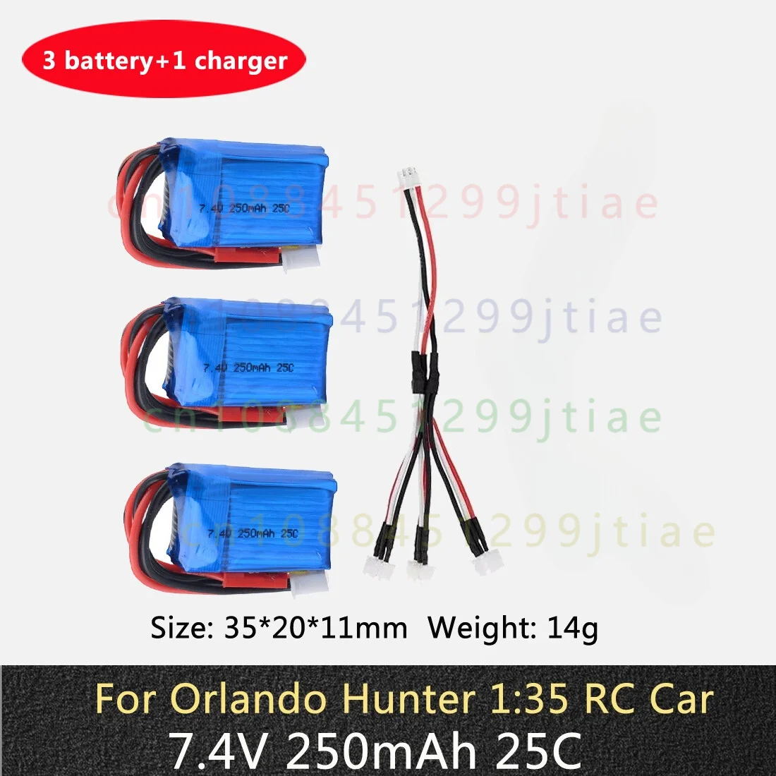 

3pcs 7.4V 2S 250mAh 25C LiPO Battery for RC Scale 1/36 Model Buggy Truck F3P