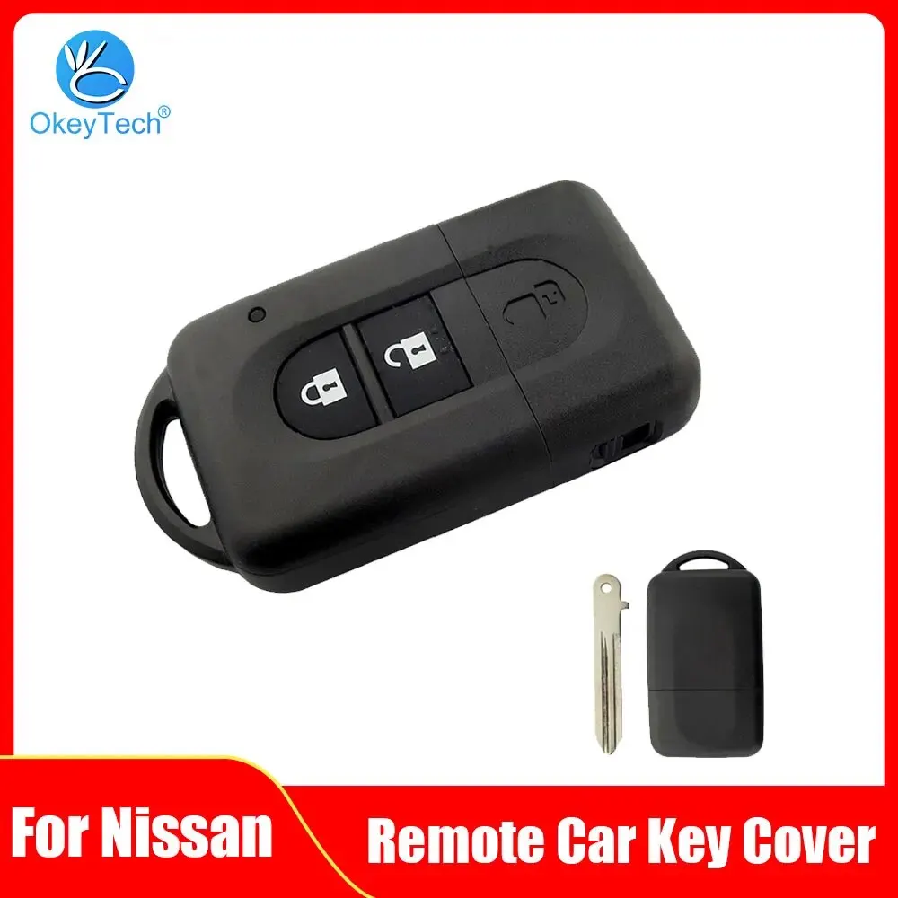 OkeyTech Car Key Shell Case 2 Buttons Smart Car Remote Key Shell Fit for Nissan Micra X-Trail Qashqai Note Duke Juke Parthfinder