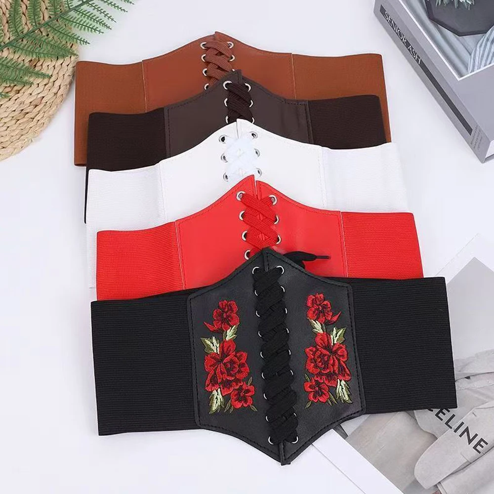 Newest Corset Wide Belt PU Leather Slimming Body Belts for Women Sexy Elastic High Waist Belt Punk Cummerbunds Dress Corset Gift