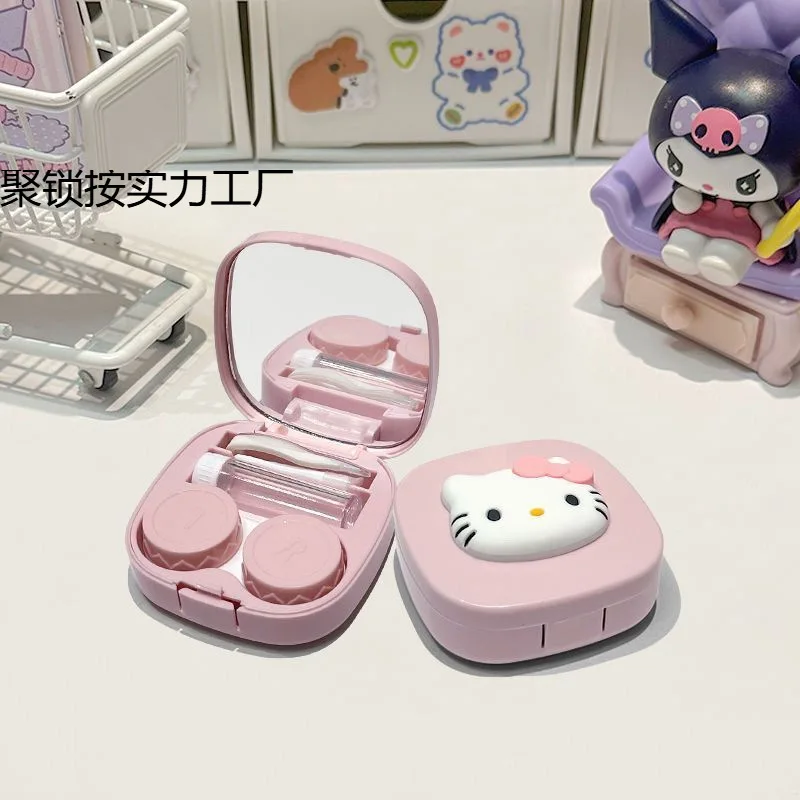 

Hello Kitty Mini Contact Lens Case Ashion Portable Contact Lens Case with Tweezer Suction Stick Set for Travel Kit Holder Gifts