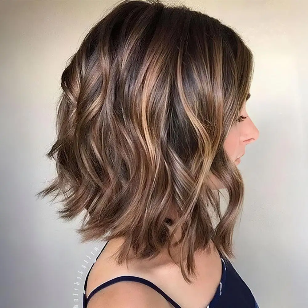 

Модный парик Jessie's Wig: волнистый боб с балаяжем, с боковым пробором, без клея, из натуральных волос, с кружевной застежкой 5.5x5.5