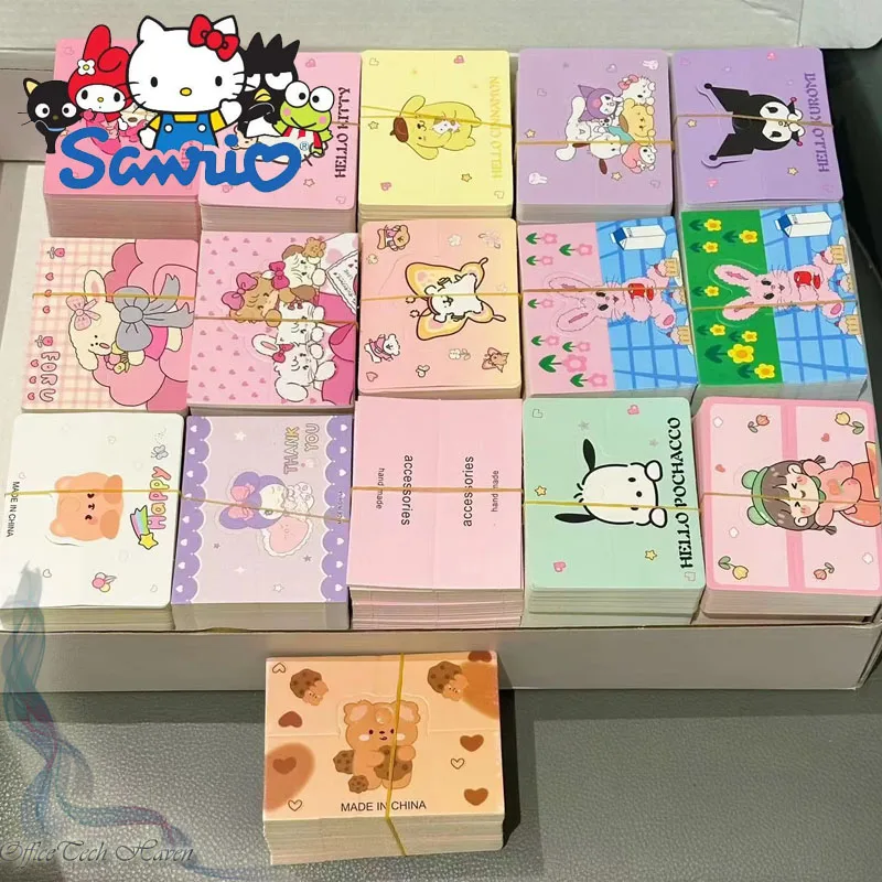 Cartoon Sanrio Card Paper Packaging Material Folding Card Cookie Hair Rope Card Paper Packaging  Wholesale Office Stationery