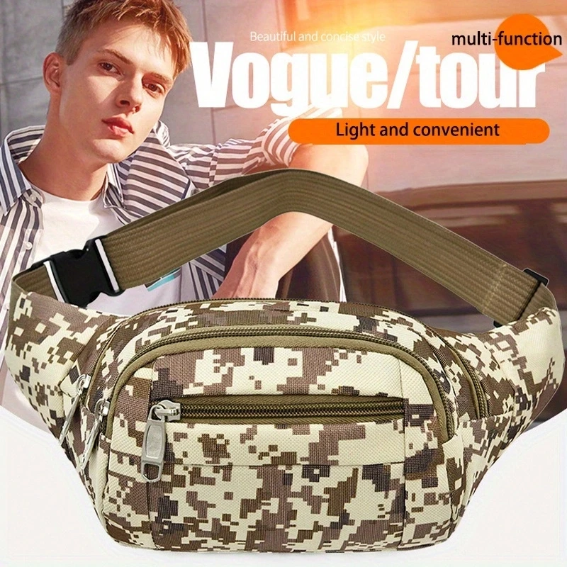 1PC New outdoor men\'s waist pack mobile phone bag multi-functional sports leisure men\'s bag outside camouflage single shoulder o