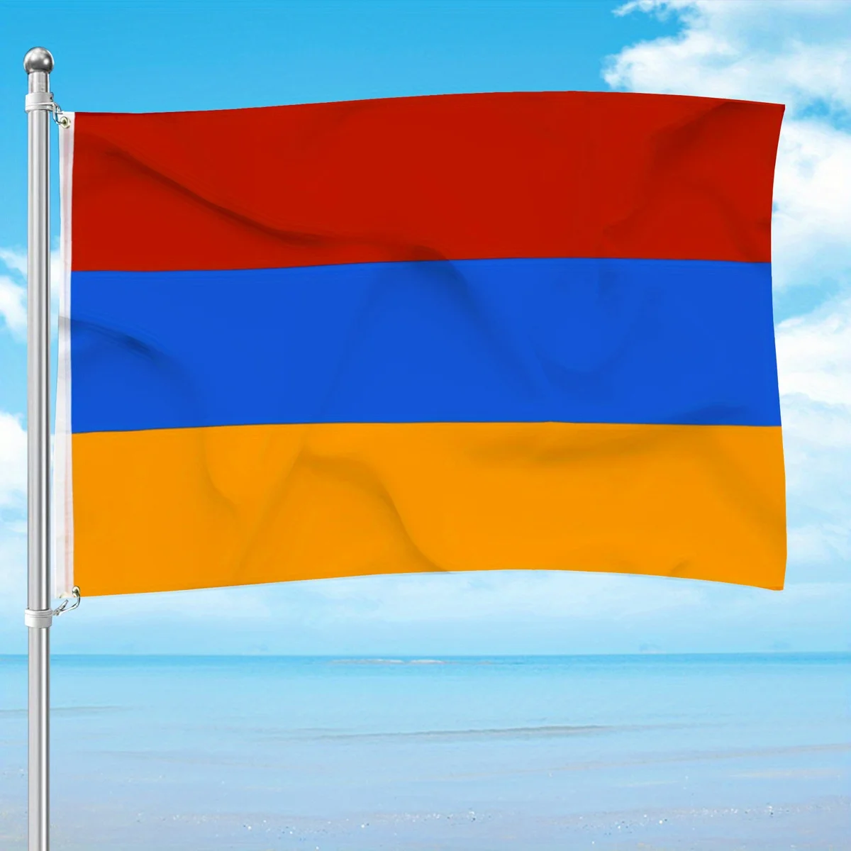 1pc Armenia National Flag 3x5Ft Durable Polyester, Two Brass Grommets, Indoor/Outdoor Patriotic Decoration