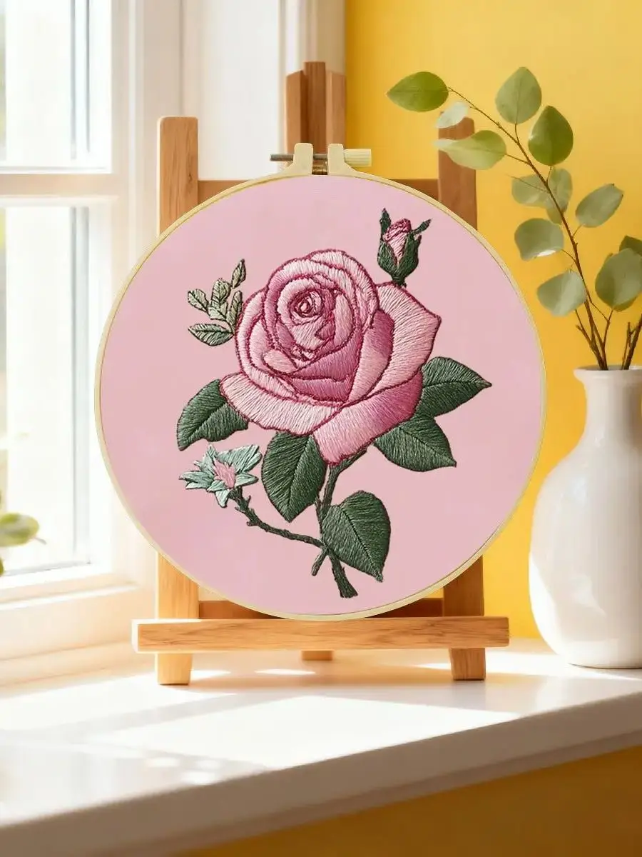 1 Stück 20X20CM/15X15CM 7,87/6,3 Zoll Pflanzen - Blumen Stickerei Starter-Kit DIY-Kit DIY-Stickerei-Set Handarbeiten Nadelkunst – Detail 6