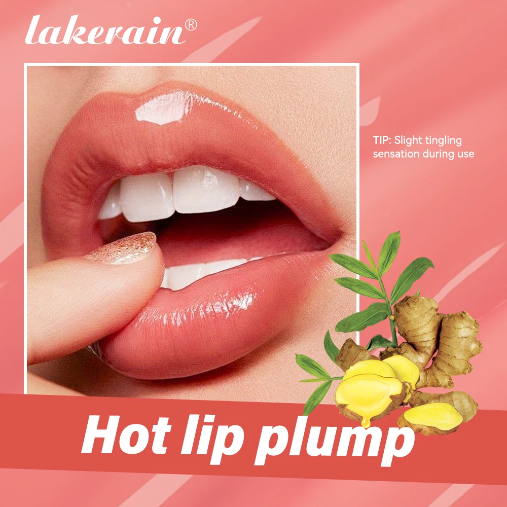 Lakerain Lip Glaze Rozświetlający Błyszczyk do Ust Długotrwały Nawilżający Ekstrakt z Korzenia Imbiru Tekstura Błyszczyka Efekt Gorącego Powiększenia Ust