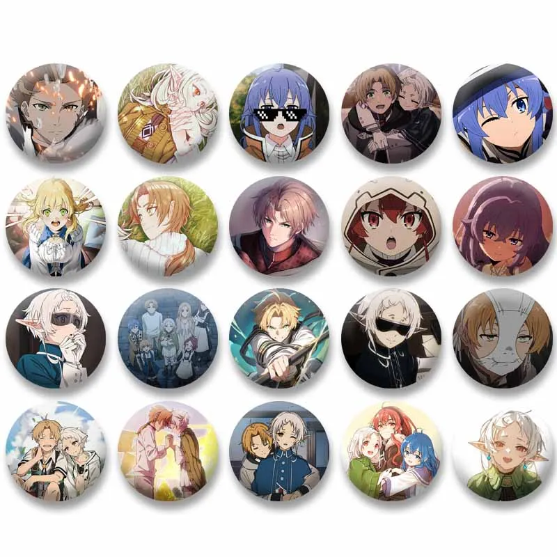 الكرتون رودي وسيلفي بروش مستدير لطيف مضحك أنيمي Mushoku Tensei دبابيس مجوهرات شارة قبعة ظهره اكسسوارات هدايا عيد الميلاد #1