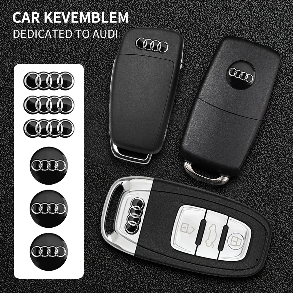 2/5/10pcs 14MM 16MM Car Remote Key Aluminum Logo Sticker For Audi sline A4 B8 B6 B7 B9 A3 8P 8V 8L A6 C7 C6 A5 Q5 Q7 A7 Q3 TT