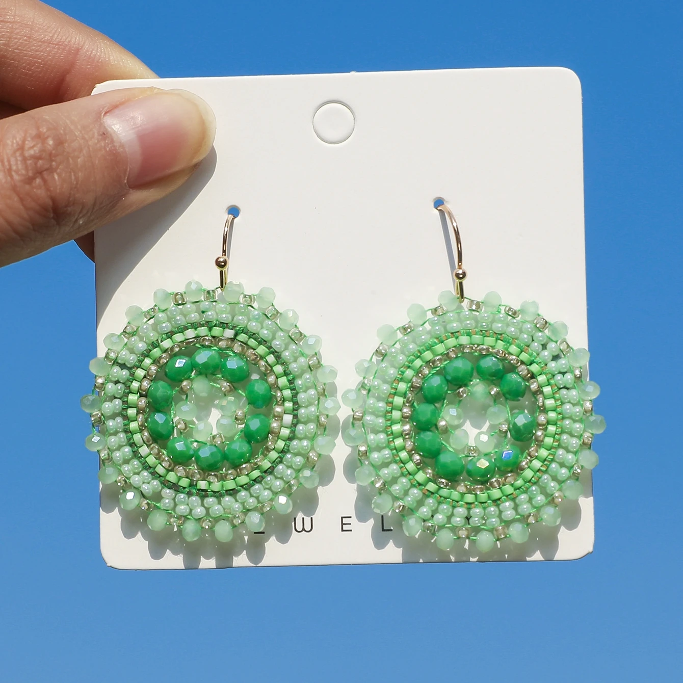 Vintage Floral Rhinestone Beads Drop Swing Earrings