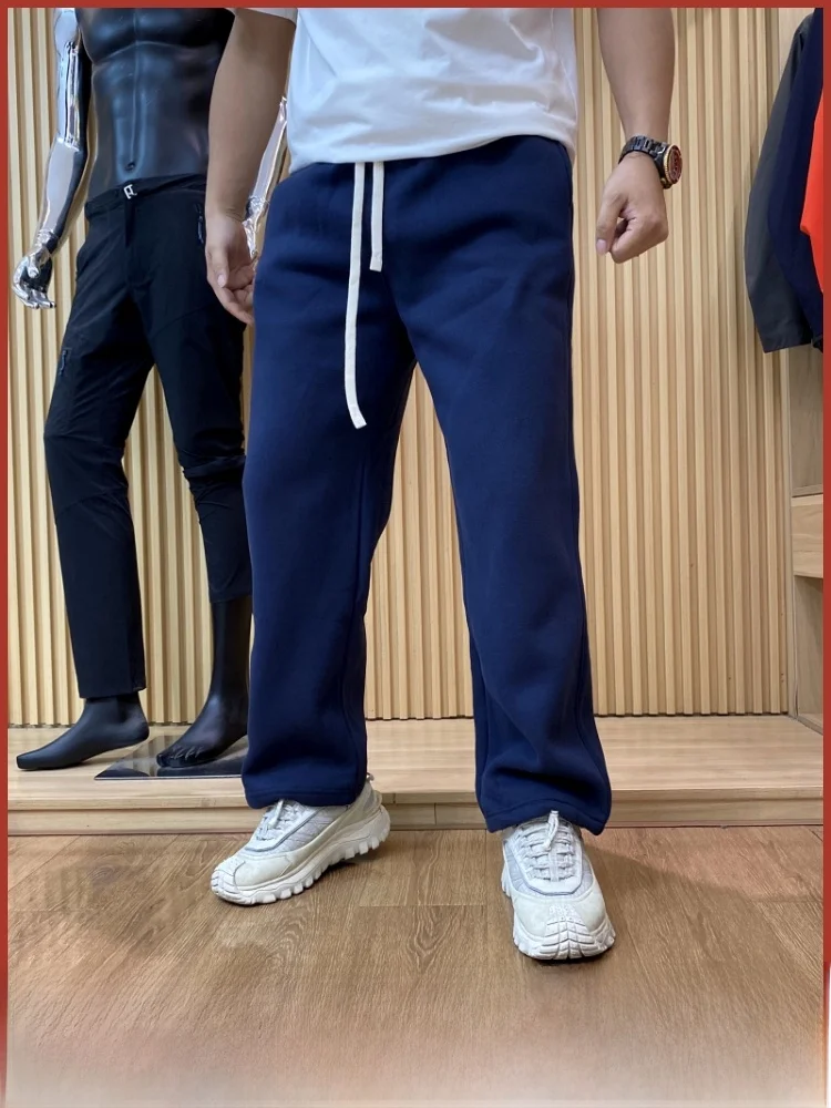 

Ретро японские Sle Fce на подкладке, теплые свободные брюки прямого кроя, мужские спортивные брюки, осенне-зимние модные спортивные штаны