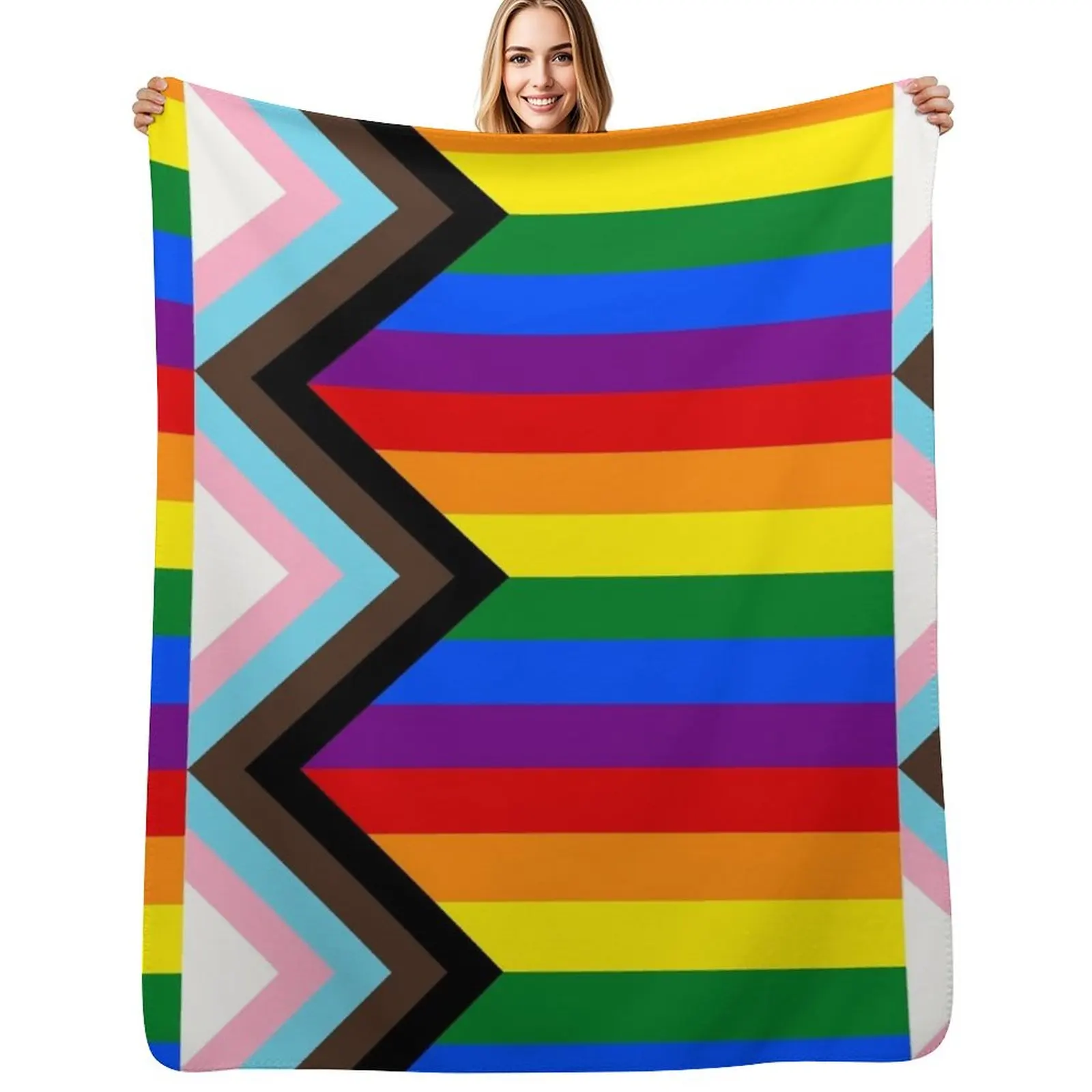 Progress Pride Flag Throw Blanket Cute bed plaid Picnic Giant Sofa Travel For Sofa Thin Blankets