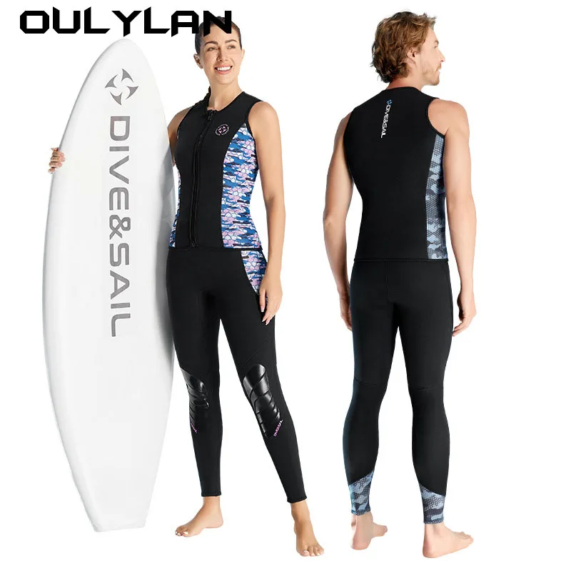 

3MM Warm Snorkeling Surfing Wetsuit 2024 Sleeveless Diving Top for Women Men 2MM Diving Pants Professional Diving Suit