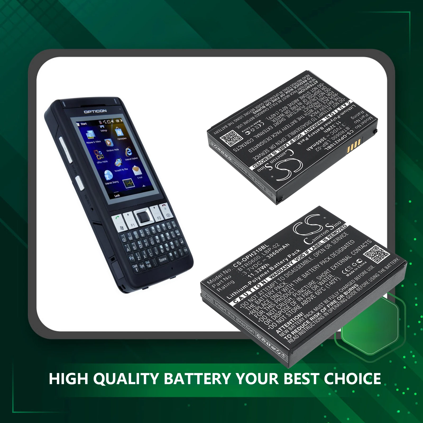 CameronSino Battery for Opticon H21 H22 H21 H21 1D alpha H21 1D qwerty fits 02-BATLION-21 0B25-001M000 Barcode Scanner battery