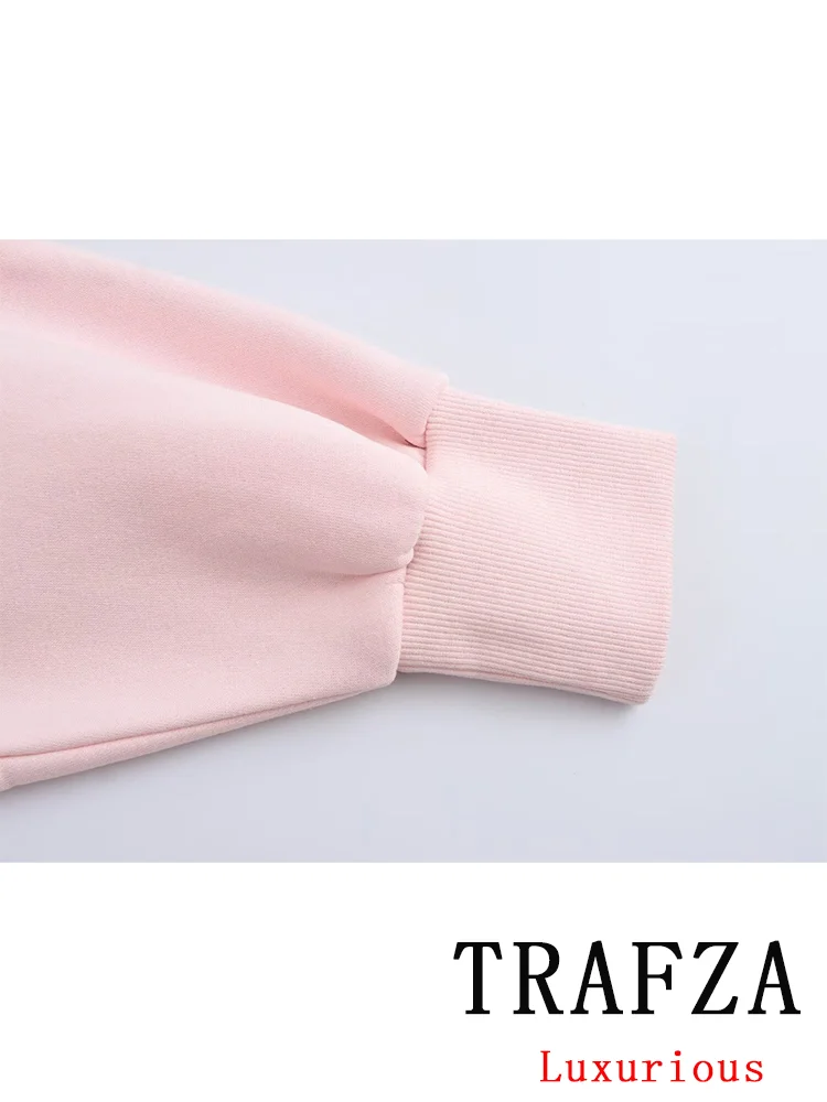 TRAFZA Vintage Casual Chic Solid Women Suit Zipper Stand Collar Short Jackets Straight Mini Skirt New Fashion 2024 Autumn Suit