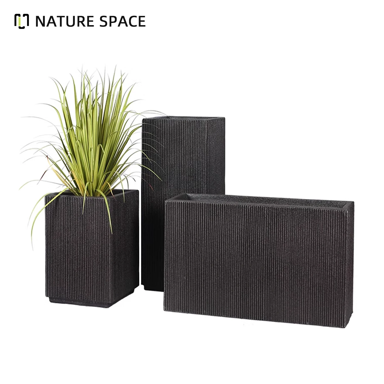 High Big Rectangular Fence Trough Planters Boxes Fiberglass Flower Pots