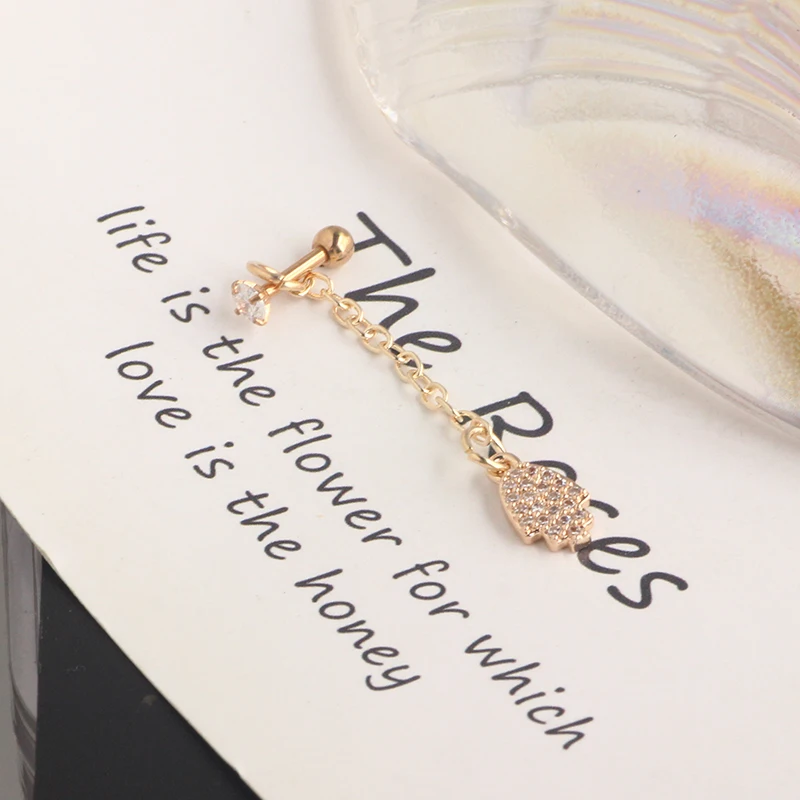 16G Cartilage Earrings 316L Stainless Steel CZ Dangle Helix Tragus Cartilage Stud Ear Piercing Jewelry for Women