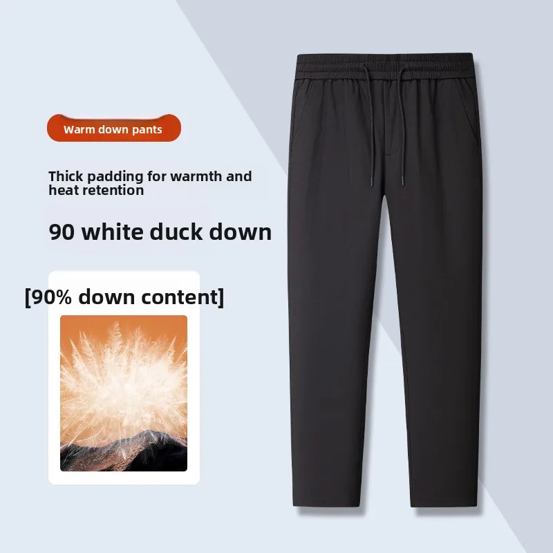 

Модные повседневные мужские пуховые брюки с эластичным поясом, теплые, прямого кроя, длинные, из полиэфирного волокна, с наполнителем из пуха, верхняя одежда